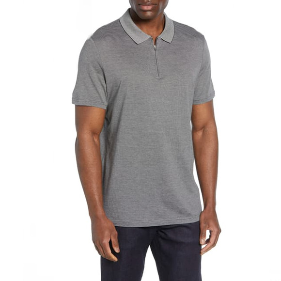 Nordstrom Signature Zip Cotton Silk Polo Shirt